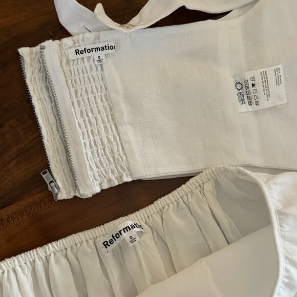 REFORMATION Pepper Linen Two Piece Set (WHITE) - Picture 4 of 4